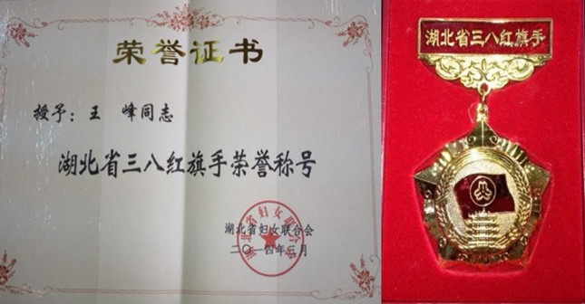 我所王峰同志獲“湖北省三八紅旗手”榮譽(yù)稱號(hào)